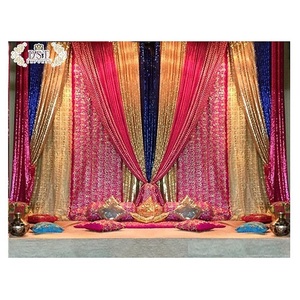 เหตุการณ์งานแต่งงานพิเศษ Mehndi เวทีฉากหลังต้อนรับที่ยอดเยี่ยมเวทีงานแต่งงานฉากหลังที่สวยงามของอินเดีย - Product Image 1