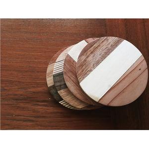 Modern round shape with marble tea coaster glass cup <b>table</b> <b>decoration</b> <b>accessories</b> wooden drinks pads - Product Image 1