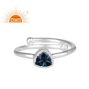 Bague en pierre précieuse pour femme, bijoux en topaze bleue, dispositif de joaillerie attrayant, nouvelle collection - Product Image 1