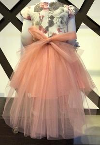 เดรสผ้าซาตินลายดอกไม้พิมพ์ลายดอกไม้, เดรสโมติสำหรับเด็กผู้หญิงสไตล์ปาร์ตี้พร้อมที่แต่งผมทรงโค้งสำหรับฤดูใบไม้ผลิสำหรับเด็ก - Product Image 6