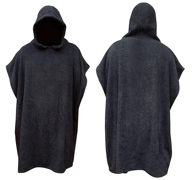 Mens Poncho Beach Towel Adult Cotton or Microfiber Surf Wetsuit Beach Changing Poncho Towel with Hood Hooded Dry Robe Poncho