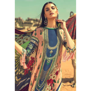 ผ้าฝ้าย100% ปัญจาบล่าสุดผู้หญิงปากีสถานชุดสุภาพสตรีชุด - Product Image 3