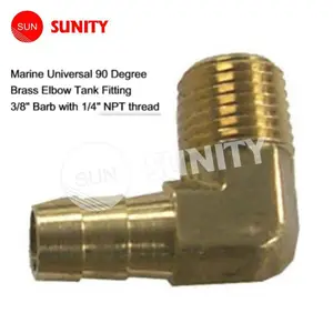 TAIWAN SUNITY excellent quality 3/8" Barb with 1/4" NPT thread hose barb M-11030 Marine Universal 90 Degree Brass Elbow Tank Fi