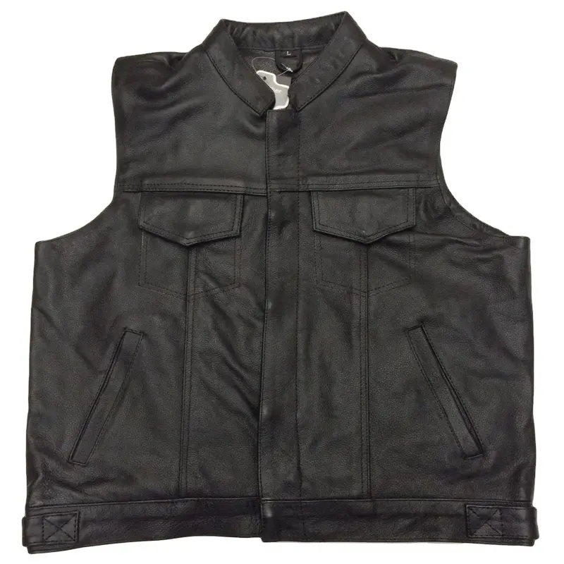 Black Leather Motorcycle VEST / Motorbike Classic Vest / Fashion Waistcoat