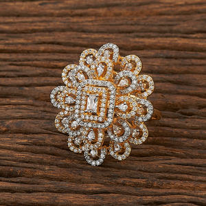 Two Tone Plated Cz Classic <b>Ring</b> 412191 - Product Image 1