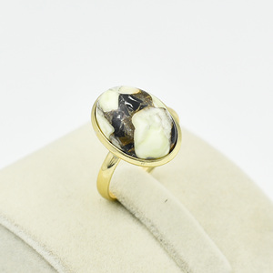 Vente en gros de quartz citron plaqué or 18 carats bague spinelle noire en argent sterling 925 de forme ovale pour mariage et fête - Product Image 3