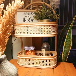 Étagère murale en rotin à deux niveaux, produit en forme d'arc-en-ciel, fait à la main, rangement pour chambre à coucher, vente en gros, nouveau Design - Product Image 5