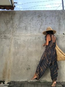 ชุดจั๊มสูทมัดย้อมสำหรับผู้หญิงชุดใส่ไปทะเลคอวีแบบลำลองสำหรับสตรีมีความยาวเต็มตัวและรอบเอวธรรมชาติยาวถึงพื้นใหม่สำหรับฤดูร้อน - Product Image 3