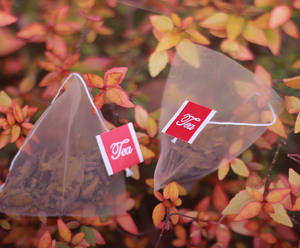 Kantong Teh Piramida Biodegradable dari Serat Jagung PLA Populer dengan Tali dan Label - Product Image 5