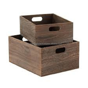 Panier de rangement rectangulaire en bois moderne et écologique - Product Image 1