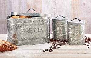 Square <b>Food</b> Storage <b>Container</b> in Galvanized Metal with Brown Wooden Lid Perfect for Home Storage and <b>Food</b> Organization - Product Image 4