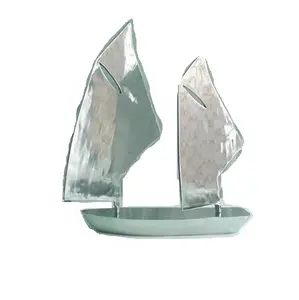 铸铝船复制品，带镜面抛光，也可用于垫子饰面航海家居装饰雕塑金属船复制品