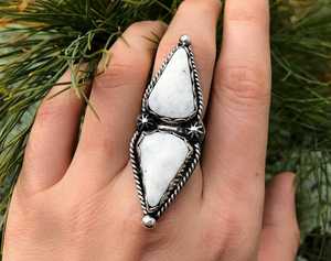 Bague Howlite en argent Sterling 925 pour femmes, anneau de déclaration, pierre précieuse, en argent Sterling, Howlite, pierre naturelle - Product Image 1