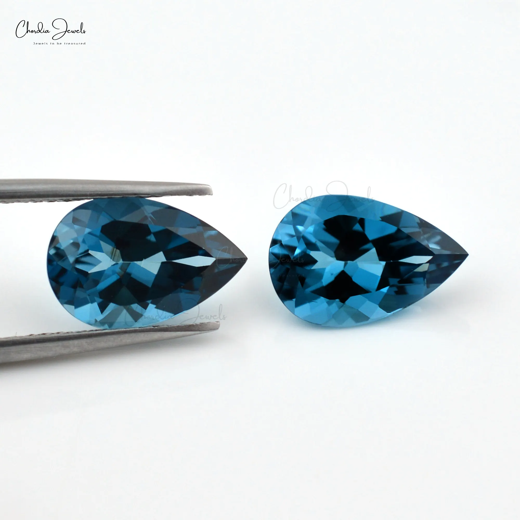 100% Natural Brazilian London Blue Topaz batu permata longgar 10x7mm pir Cut batu permata siap untuk pengaturan perhiasan pemasok grosir