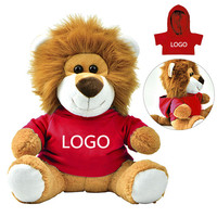 Jouets en peluche doux avec logo OEM, vente en gros de peluches, petit lion adorable avec chemise