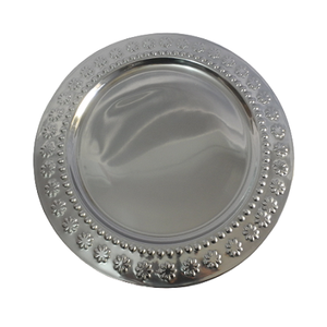 Assiette de présentation ronde en acier inoxydable faite à la main, design classique, pour mariage, événement, fête - Product Image 4