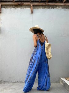 2022 nouveauté femmes été Floral surdimensionné combinaison cravate teinture imprimer Style doux parole longueur gland tissé méthode naturel - Product Image 4