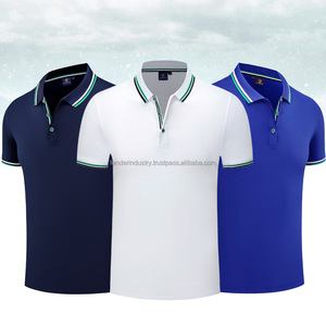 Logotipo personalizado para hombres para Polos 100% algodón antiarrugas patrón sólido tejido de punto - Product Image 6