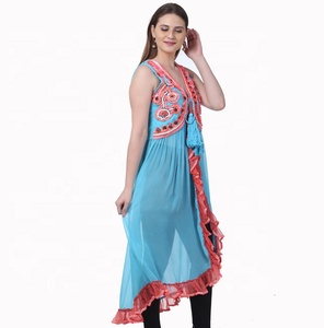 ชุดเดรสลำลองสตรีสไตล์วินเทจอินเดีย,งานแฮนด์เมดพร้อมผ้าลูกไม้และลูกปัด - Product Image 2