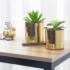 Macetas de flores de latón para riego automático, de estilo de oficina, artículos de decoración modernos, venta al por mayor - Product Image 2