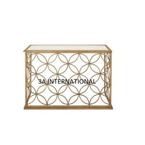 โต๊ะข้างเตียงโรงแรมและเฟอร์นิเจอร์บ้านโต๊ะคอนโซลโลหะชุบทองพร้อมหินอ่อนท็อปโต๊ะข้างชุบทองสำหรับบ้าน - Product Image 1