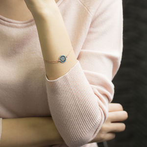 Bracelet en pierre mixte avec Design d'oeil turc, bijoux en argent Sterling 925 faits à la main pour femme, vente en gros - Product Image 3