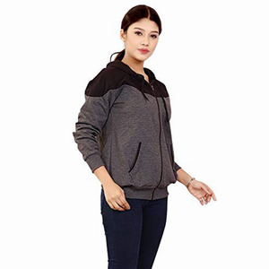 Sweat à capuche à fermeture éclair pour femmes, hoodie, élégant, poches kangourou, noir, gris, - Product Image 3