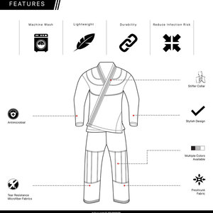 Kimonos brésiliens en coton pour hommes, OEM, plomb, vêtements de sport, matériel de soutien artistique, origine pour adultes, Type de sexe, âge, commande Jitsu Jiu - Product Image 3