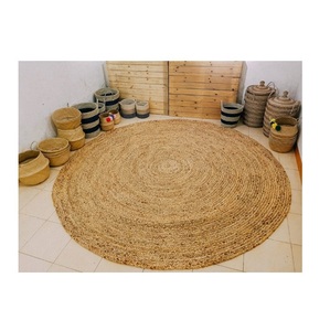 Alfombra redonda tejida a mano de fibra de jacinto de agua natural, para decoración de hotel, complejo turístico Angelina + 84327746158 - Product Image 1