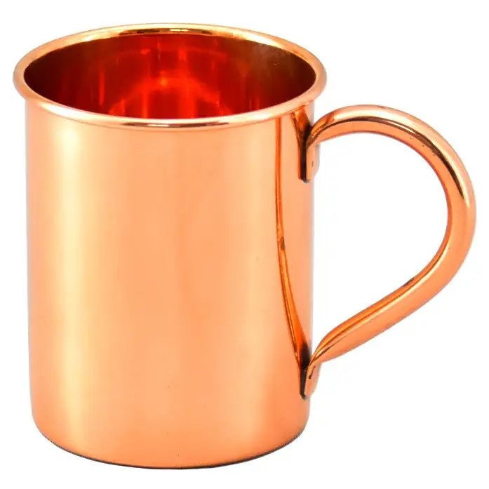 100% Natural Pure Copper Golden Mug Cylinder Shape Moscow Mule Copper Mug With Customized Logo Party Drinks Mug Bulk Quantity