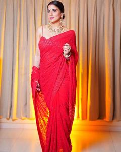 Nouvelle tenue de soirée, fausse GEORGETTE, ton à ton à paillettes brodées, travail, dentelle, chemisier en tissu fantôme, - Product Image 3