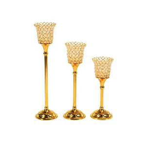 Lot de 3 bougeoirs votifs en cristal doré de luxe de haute qualité - Product Image 1