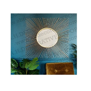 Wired Made <b>Gold</b> Plated Wall Hanging <b>Mirror</b> Frame Bathroom & Washroom Decoration Hanging Makeup <b>Mirror</b> for Saloon - Product Image 1