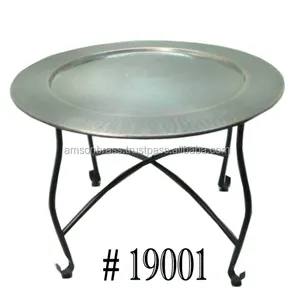 Mesa de Centro Marroquí antigua de latón, exhibición de producto clásico, mesa de Centro Marroquí de hierro y Metal, mesa marroquí martillada - Product Image 1