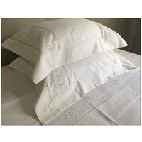 Ensemble de literie blanc de luxe avec broderie, drap plat en coton de haute qualité pour la maison, l'hôtel et le mariage, vente en gros