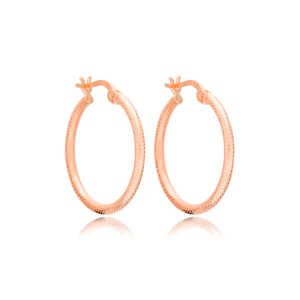 Stylish 25 mm <b>Hoop</b> <b>Gold</b> <b>Plated</b> <b>Earrings</b> Handmade Wholesale Turkish 925 Sterling Silver Jewelry - Product Image 6
