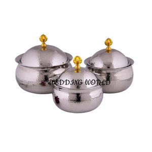 Olla de doble pared martillada de metal cazuela de diseñador hecha a mano de alta calidad nuevo calentador de alimentos de metal más vendido - Product Image 2