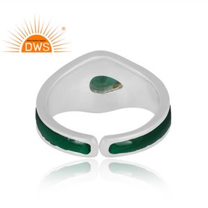 ที่ขายดีที่สุดปรับเงินสเตอร์ลิงธรรมชาติแอริโซนาพลอยสีฟ้าครามสีเขียวเคลือบแหวนออกแบบสำหรับผู้หญิงผู้ผลิตเครื่องประดับ - Product Image 4