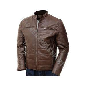 Veste coupe-vent en cuir imperméable pour homme, vêtement d'extérieur doux, col montant, poches OEM, hiver, réversible, brodée - Product Image 1