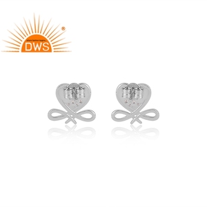 Pendientes de plata de ley con forma de corazón para mujer, Gema de CZ Natural, fabricante de joyería - Product Image 4