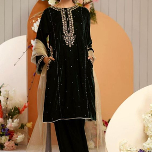 ---NEW--DESIGNER--LONG--KURTA & STYLISH PLAAZO--WITH ELEGANT EMBROIDERY WORK---FOR Party-wear-dress for Party/ Wedding =2021-- - Product Image 1