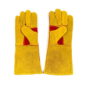 14 Inches Heavy Duty Heat-Resistant Cow Split Leather Comfortable Work Gloves Anti-Slip Polyester Gardening Protective - Product Image 1