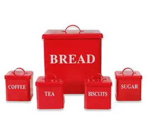 المعادن المطبخ الخبز مربع صندوق تخزين الخبز السكر القهوة علبة شاي مجموعة الغذاء تخزين الحاويات اكسسوارات المطبخ أداة