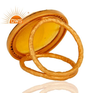 Zircon Yellow Moonstone <b>Ring</b> Gold Plated Sterling Silver Supplier <b>Split</b> Shank Cocktail <b>Ring</b> Jewelry Wholesaler - Product Image 4