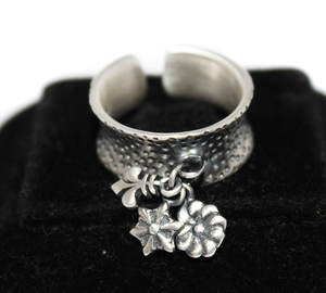 Vintage flor plata diseñador Spinner 925 plata esterlina hecho a mano mujeres Spinner anillos joyería para venta al por mayor - Product Image 2