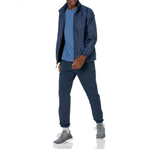 Chaquetas cortavientos con diseño de logotipo personalizado para hombre, chaqueta cortavientos de lona con cremallera estilo callejero con cuello levantado - Product Image 4