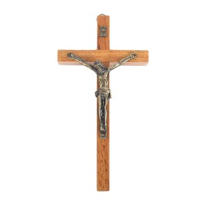 Croix en bois avec statue de jésus en laiton fournitures d'église cuivworld inde - Product Image 1