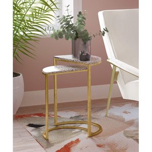 Modern Half Moon Simple Metal Marble <b>Side</b> <b>Table</b> Contemporary Home Furniture for Living Room & Bedroom Elegant Coffee <b>Sofa</b> <b>Tables</b> - Product Image 5