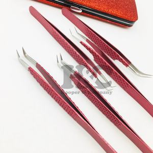 Nouveautés Pince à épiler rouge Logo personnalisé Pince à épiler pour extensions de cils Extensions de cils en vison Emballage logo Pointe fine Lisse - Product Image 6