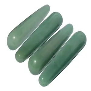 Зеленые конические массажные палочки из гладкого камня